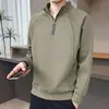 Moda Otoño 2025 Versátil Diseño de Media Cremallera Top Pulóver de Manga Larga para Hombre Cuello Alto Casual Talla Grande Sudadera