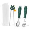Aço inoxidável 304 Talheres infantis duas peças colher garfo de treinamento para alimentação complementar de bebê conjunto em caixa de presente portátil