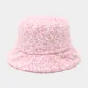 Chapéu Feminino Tendência Street Style, Moda Celebridade da Internet, Chapéu Bucket de Pelúcia com Estampa de Leopardo Fresca e Delicada para Uso Externo no Outono e Inverno
