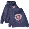Suéter Cardigan Novo 2024 Jaqueta com Zíper Estampada Carta de Amor Feminina Casual Confortável Moletom Top de Outono