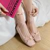 Puntas de ballet ~ Zapatos planos con lazo de perla, primavera 2025, de tela sardina, con punta redonda, para mujer, talla 42 grande