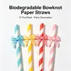 Topper para Pastel de Pajita de Papel con Lazo 10 Piezas Decoración Creativa de Mesa de Postres Tarjeta Inserto Fiesta