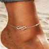Corrente de Pé Nova Estilo Europeu e Americano Cruzada Simples de Alto Nível Cravejada de Diamantes em Forma de 8 Feminina Nicho Luxo Leve Decoração de Pé para Praia de Verão