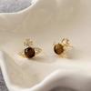 Pendientes Saturno Otoño e Invierno 2024 Nueva Moda Pendientes de Piedra Ojo de Tigre para Mujer Diseño Nicho Pendientes de Aguja de Plata Joyería