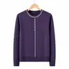 Nuevo Estilo Ropa para Madres Otoño/Invierno Top de Punto Cuello Redondo para Mujeres de Mediana Edad y Mayores Moda Chic Versátil Suéter Capa Base