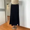 Falda Gruesa de Terciopelo sin Abertura J para Mujer, Nueva Falda Larga de Línea A con Cintura Elástica Estilo Retro Francés Otoño 2025
