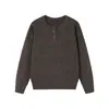 Suéter de Manga Larga Henley para Hombre Otoño/Invierno 2026 - Corte Holgado, Sencillo, Casual, a la Moda y Estilo de Lujo Ligero