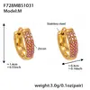 Brincos Esféricos em U de Três Fileiras de Diamante de Zircônia Cúbica de Alta Qualidade Xinyixin Banhados a Ouro 18K Real Acessível Luxo Versátil Brincos de Aço Inoxidável