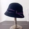 Sombrero de Pescador Retro de Lana de Color Contrastante para Mujer Otoño Invierno Elegante Versátil Sombrero de Cubo Temperamento Moderno Gorro de Punto