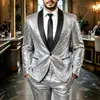 Conjunto de traje de lentejuelas para hombre de comercio exterior transfronterizo, blazer para actuación en escenario, conjunto de dos piezas para padrinos de boda y novio
