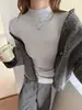 Nuevo Top Base de Lana Blanco de Cuello Alto para Mujer, Sensación de Alta Gama, Forro Polar Cepillado, Top Simple Estilo Coreano