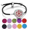 Pulseira de Óleo Essencial de Aromaterapia de Venda Quente Transfronteiriça Liga Difusor de Perfume Pulseira Corda Pulseira de Couro Preto para Homens e Mulheres