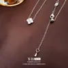 Collar Brillante Exquisito Bling Trébol de Cuatro Hojas Circonita Pequeño Dulce Temperamento Casual Cadena para Clavícula de Moda Collar de Gama Alta