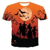 AliExpress comercio exterior Europa y Estados Unidos nuevo Halloween horror fantasma impresión digital 3D camiseta para hombre y mujer manga corta para niños