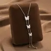 Comercio Exterior de Amazon Venta Caliente Collar de Acero de Titanio Temperamento Femenino Circonita Microincrustada Personalidad Cadena para Clavícula de Alto Sentido Colección Joyería