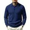 2026 Nuevo Suéter de Punto Acanalado para Hombre de Talla Grande Otoño/Invierno Transfronterizo con Cuello de Solapa, Ropa de Punto Casual, Camisa Básica de Moda
