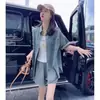 Moda para Mujer Shorts de Mezclilla Estilo Pequeño Chanel 2025 Adelgazantes Casual Conjunto de Dos Piezas Profesional Ropa de Verano Oculta Imperfecciones Nuevo Estilo Europeo