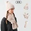 Bestseller transfronterizo conjunto de tres piezas de gorro, bufanda y guantes de punto para otoño e invierno, engrosado y cálido, gorro de punto trenzado de lana para mujer