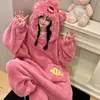 Pijama enterizo lindo y peculiar con temática de rana para otoño e invierno, con un diseño divertido y abstracto de forro polar de coral, unisex, con capucha y apariencia de muñeco