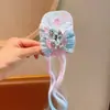 Peruca Trançada de Pônei de Desenho Animado Presilha de Cabelo com Laço Infantil Peruca Trançada para Meninas Acessórios de Cabelo de Pequena Princesa Presilhas de Cabelo para Meninas