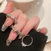 Anillo abierto geométrico estilo frío diseño de nicho femenino anillo liso moda simple personalidad anillo de pareja de circonita