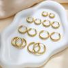 Aretes Transfronterizos Europeos y Americanos de Acero Inoxidable Chapados en Oro de 18K Aretes Versátiles Huecos Redondos de Alambre Redondo Aretes de Acero Titanio para Mujer