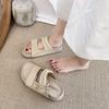 Pantuflas de Perlas con Lazo y Suela Gruesa para Mujer Verano Ropa de Exterior 2025 Nuevo Estilo Hada con Falda Playa Sandalias Birkenstock