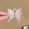 Super Fada Branco Transparente Smart Borboleta Tassel Prendedor Feminino Floresta Grampo de Cabelo Rabo de Cavalo Duplo Acessórios de Cabelo para Foto Enfeite de Cabeça Noiva
