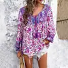 Estación Independiente Europea y Americana de Mujeres Diyun Comercio Exterior Transfronterizo Camisa de Manga Larga Estampada de Vacaciones de Ocio Primavera y Verano 2024