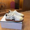 Tênis Estrela Desgastado para Mulheres, Novo Estilo de Outono, Sapatos Sujos Versáteis de Solado Plano, Tênis Esportivo Casual Branco com Cadarço de Solado Grosso para Mulheres