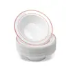 Tazón desechable de 7.5 pulgadas y 12 oz borde dorado plato hondo plástico duro PS tazón para ensalada tazón para sopa fiesta fiesta tazón para salsa 1