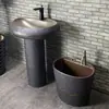 Lavabo Cerámico de Columna, Lavabo Integrado de Pie, Lavabo de Columna para Patio, Lavabo, Moderno y Sencillo