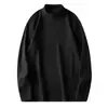 Camiseta Básica de Veludo Alemão de Gola Média para Homens no Outono e Inverno, Gola Alta, Forrada com Lã, Espessada, Veludo Dupla Face, Manga Longa Trbottomy