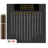 Agujas de coser sin enhebrar para personas mayores y ciegas, Kit de costura de cubo de madera colgante lateral sin enhebrar