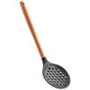 Venta al por mayor de fábrica colador de silicona con mango de madera para valla cuchara para olla caliente de cocina casera filtro cuchara para escoria de sopa herramientas de cocina