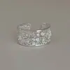 Anillo de Encaje Hueco de Lujo Ligero para Mujer, Diseño de Nicho Estilo Ins, Anillo Abierto Geométrico Ancho, Anillo de Dedo Índice de Moda