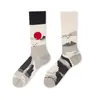 Meias Longas de Algodão Jacquard Cartoon Criativas Nova Tendência Outono/Inverno Estilo Casal Asimétricas Personalidade da Moda