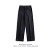 Jeans Retro Americanos de Cintura Elástica con Cordón para Hombre Pantalones Rectos Holgados Pantalones para Estudiantes de Secundaria Pantalones de Pierna Ancha de Marca de Moda