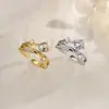 Novo Anel Feminino Rosa Ouro Design de Moda Órbita Estelar Moissanite Simulada de 1 Quilate com Fonte Viva Aberto Anel de Casamento
