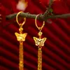 Tienda de Oro Mismo Estilo Aretes Largos con Borla Hueca de Mariposa para Mujer, Color Duradero, Aretes de Moda de Lujo Ligero, Venta al por Mayor de Joyería