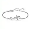 Amado Pulseira de Prata Esterlina Trevo de Quatro Folhas para Mulheres, Pulseira Dupla Camada Trevo, Presente de Dia dos Namorados Aniversário para Namorada