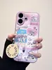 Popular Fofa Textura de Couro Kt Melody Adequado para Capa de Celular Apple 17Promax Iphone16 Desenho Animado 15 Coreano 14