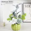 Flores Artificiales Transfronterizas Decoraciones para Sala de Estar Hogar Rosa Decoración para Mesa de Comedor Planta en Maceta de Cerámica Decoración Floral de Lujo Ligero