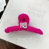 Pinza de Pelo de Felpa con Letra para Otoño e Invierno, Pasador Dulce con Cara Sonriente, Pinza de Tiburón para Peinado Recogido en la Parte Trasera de la Cabeza, Adecuado para Cabello Grueso, Accesorio para el Cabello para Mujeres