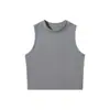Camiseta sin mangas de cuello redondo de algodón spandex Lycra transfronteriza europea y americana de 220 g, ajustada, estilo sexy, logotipo personalizado disponible