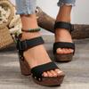 Sandalias de tacón alto con hebilla de cinturón para mujer, zapatos informales de tacón alto con punta de pez, novedad de verano 2024