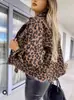 2024 Europa e Estados Unidos transfronteiriços nova primavera e outono Casaco jeans estampa de leopardo manga comprida curto casaco casual solto feminino em estoque