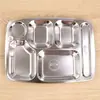 Plato de Acero Inoxidable 304 para Comida Rápida Comedor Escolar Adulto Grande Plato de Cena de Cinco Compartimentos Compartimento para Estudiantes Plato para Comida Rápida Plato de Arroz Profundizado