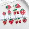 Accesorios para Joyería DIY Serie de Frutas Fresas Rojas Colgantes de Pendientes de Aleación Esmaltada Encantos Dulces para Pulsera y Collar