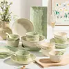 Prato Colorido Sob Esmalte de Jingdezhen, Prato de Jantar Doméstico, Prato Fundo Estilo Europeu, Louça Simples para Casa Nova, Prato de Jantar de Cerâmica Espessa